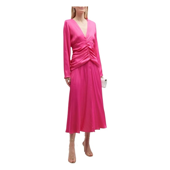 FARM Rio Dresses & Skirts - Farm Rio Long-Sleeve Ruched-Waist Midi Dress NWT